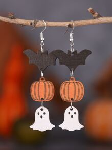 Pumpkin & Bat Drop Earrings