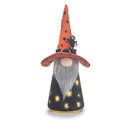 Light Up Gnome W/Orange Hat Shelf Sitter