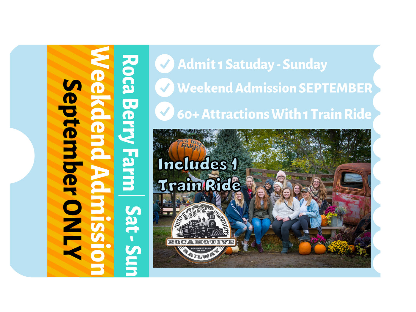 September Weekend General Admission W/ 1 Train Ride